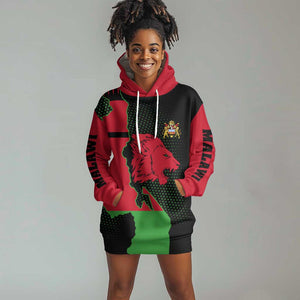 Malawi Lion Map Flag Hoodie Dress Wildlife Fusion Design