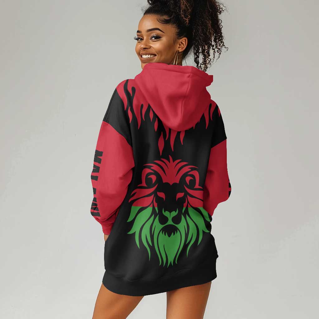Malawi Lion Map Flag Hoodie Dress Wildlife Fusion Design