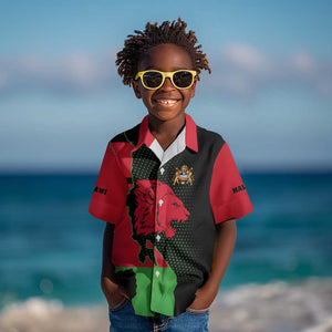 Malawi Lion Map Flag Kid Hawaiian Shirt Wildlife Fusion Design