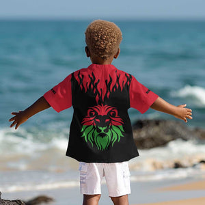 Malawi Lion Map Flag Kid Hawaiian Shirt Wildlife Fusion Design