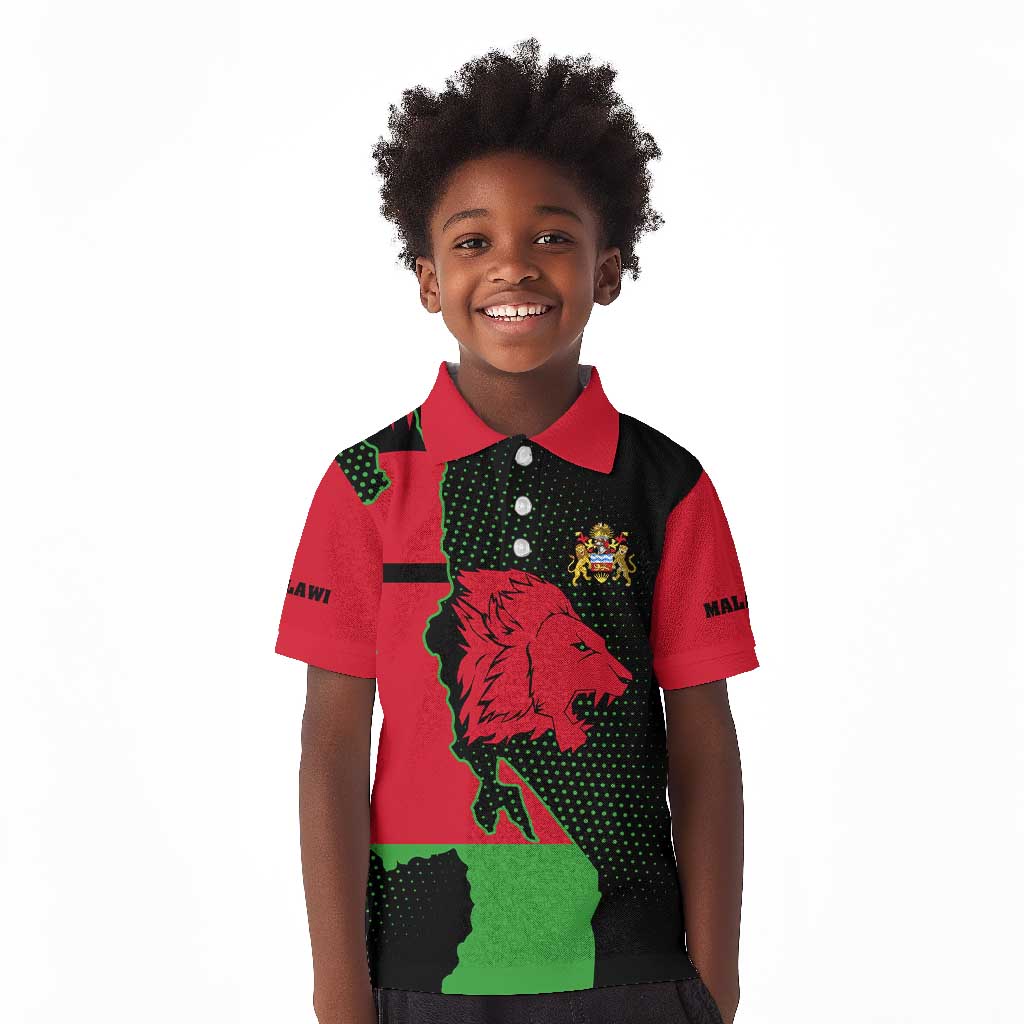 Malawi Lion Map Flag Kid Polo Shirt Wildlife Fusion Design