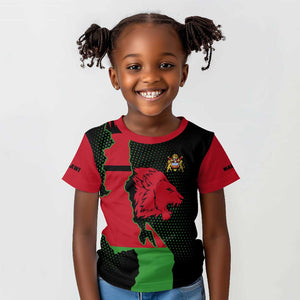 Malawi Lion Map Flag Kid T shirt Wildlife Fusion Design