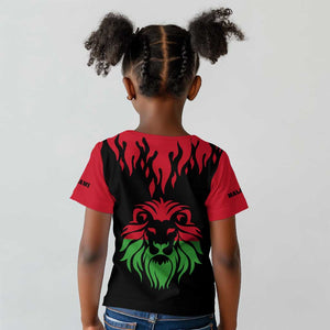 Malawi Lion Map Flag Kid T shirt Wildlife Fusion Design