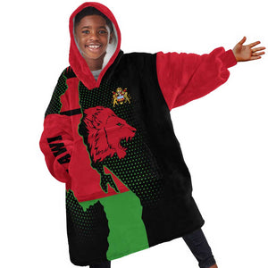 Malawi Lion Map Flag Kid Wearable Blanket Hoodie Wildlife Fusion Design