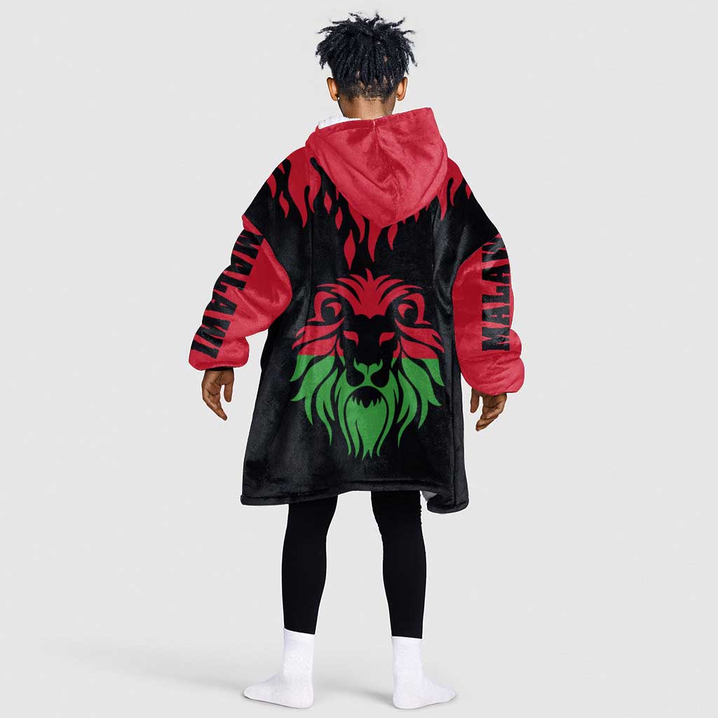 Malawi Lion Map Flag Kid Wearable Blanket Hoodie Wildlife Fusion Design