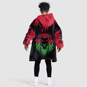 Malawi Lion Map Flag Kid Wearable Blanket Hoodie Wildlife Fusion Design