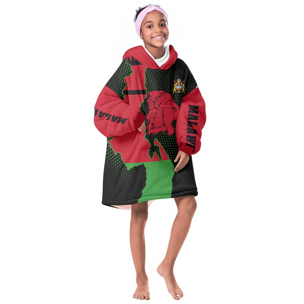 Malawi Lion Map Flag Kid Wearable Blanket Hoodie Wildlife Fusion Design