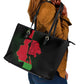 Malawi Lion Map Flag Leather Tote Bag Wildlife Fusion Design