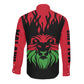 Malawi Lion Map Flag Long Sleeve Button Shirt Wildlife Fusion Design