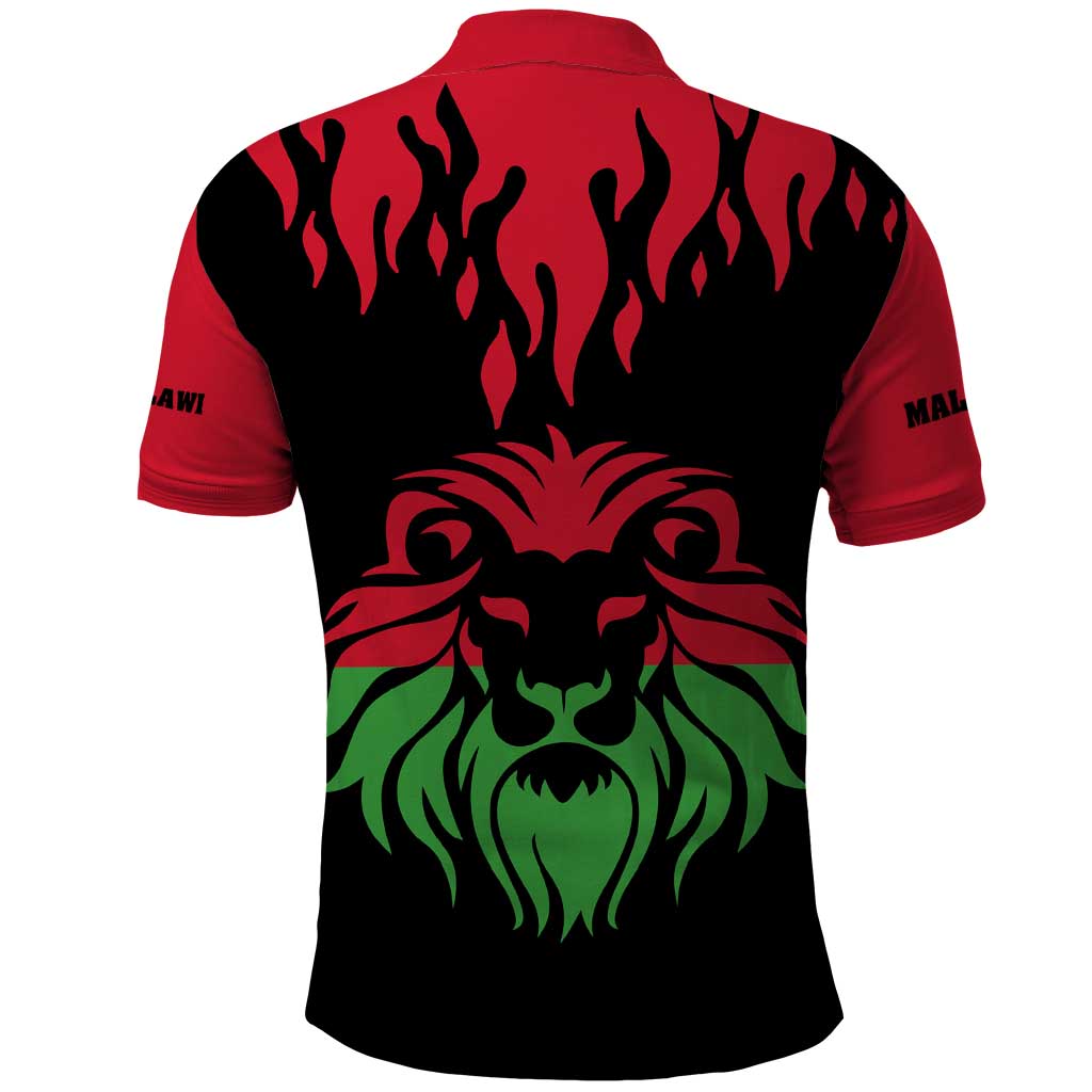 Malawi Lion Map Flag Polo Shirt Wildlife Fusion Design