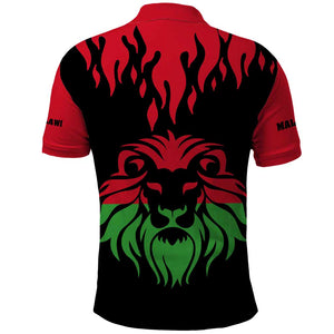 Malawi Lion Map Flag Polo Shirt Wildlife Fusion Design