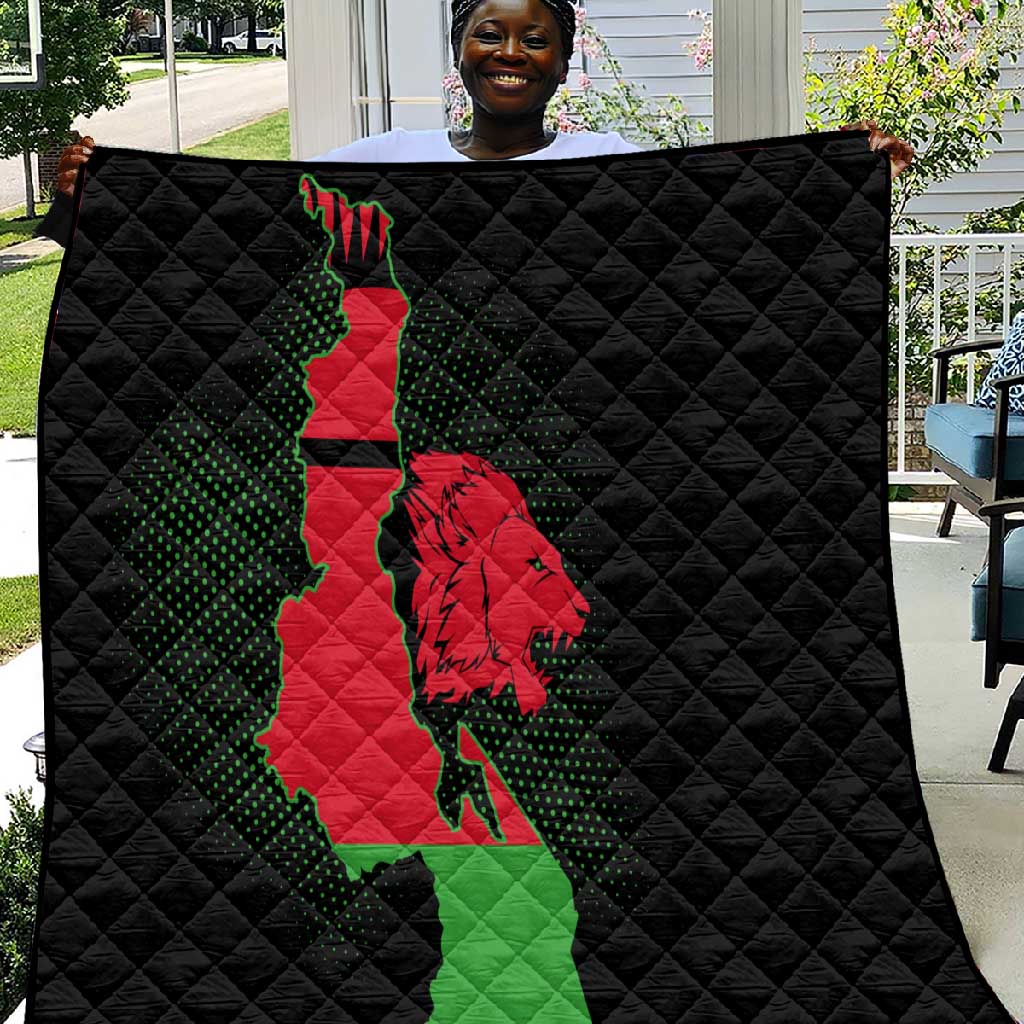 Malawi Lion Map Flag Quilt Wildlife Fusion Design