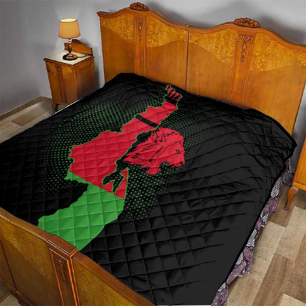 Malawi Lion Map Flag Quilt Wildlife Fusion Design
