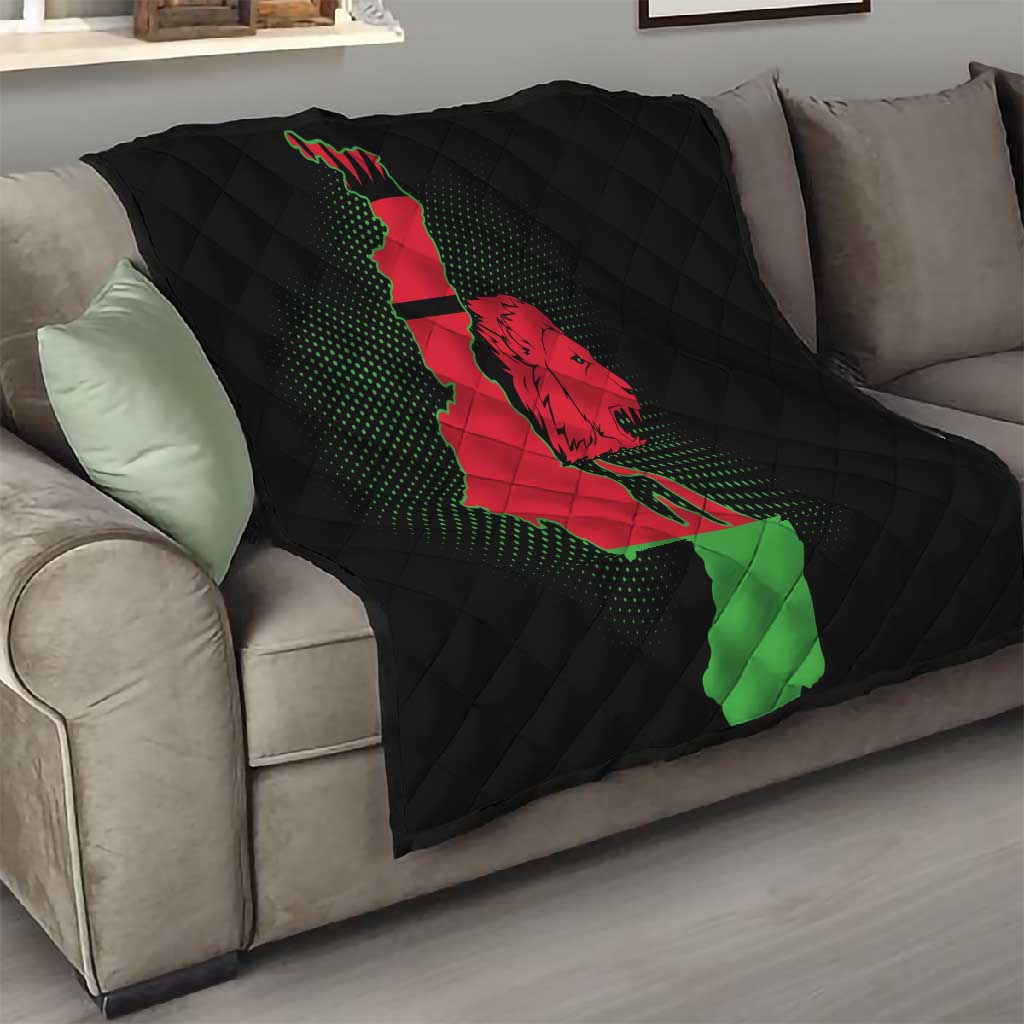 Malawi Lion Map Flag Quilt Wildlife Fusion Design