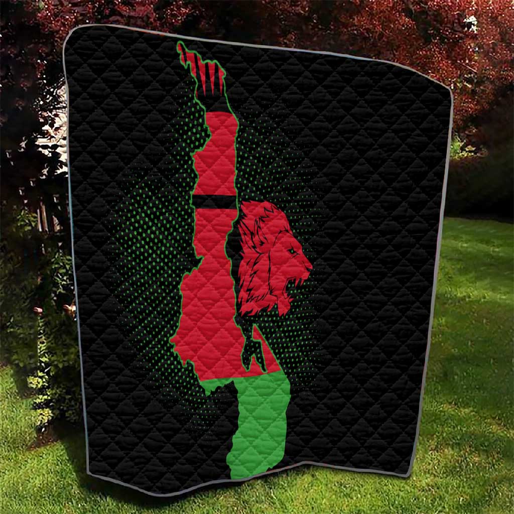 Malawi Lion Map Flag Quilt Wildlife Fusion Design