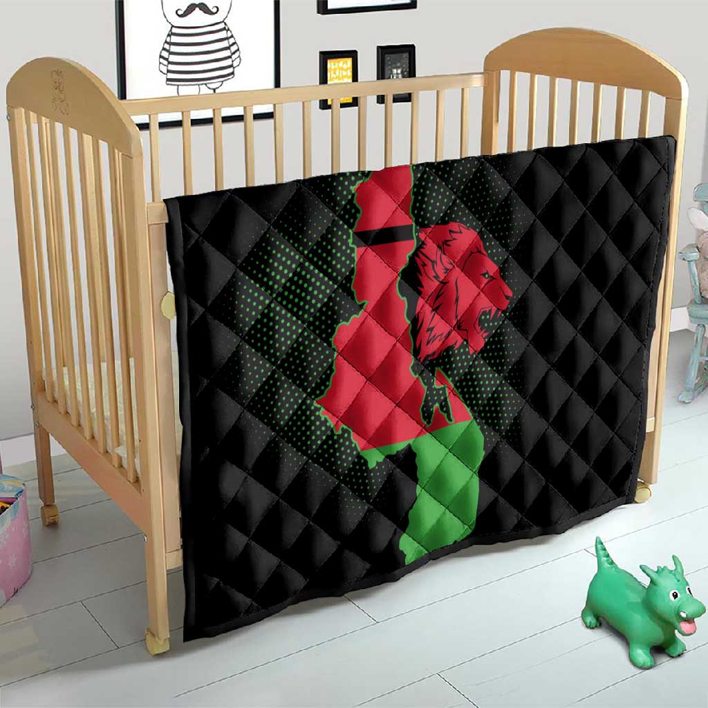 Malawi Lion Map Flag Quilt Wildlife Fusion Design