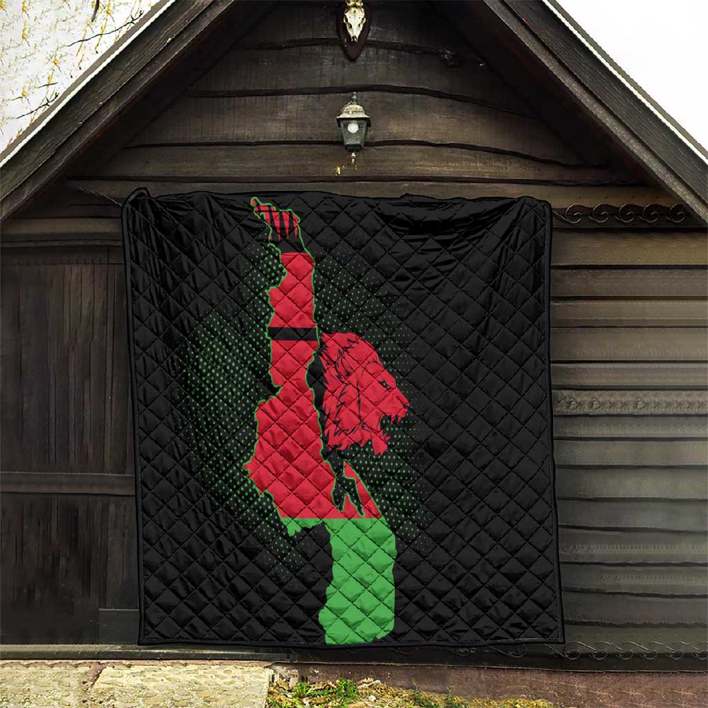 Malawi Lion Map Flag Quilt Wildlife Fusion Design