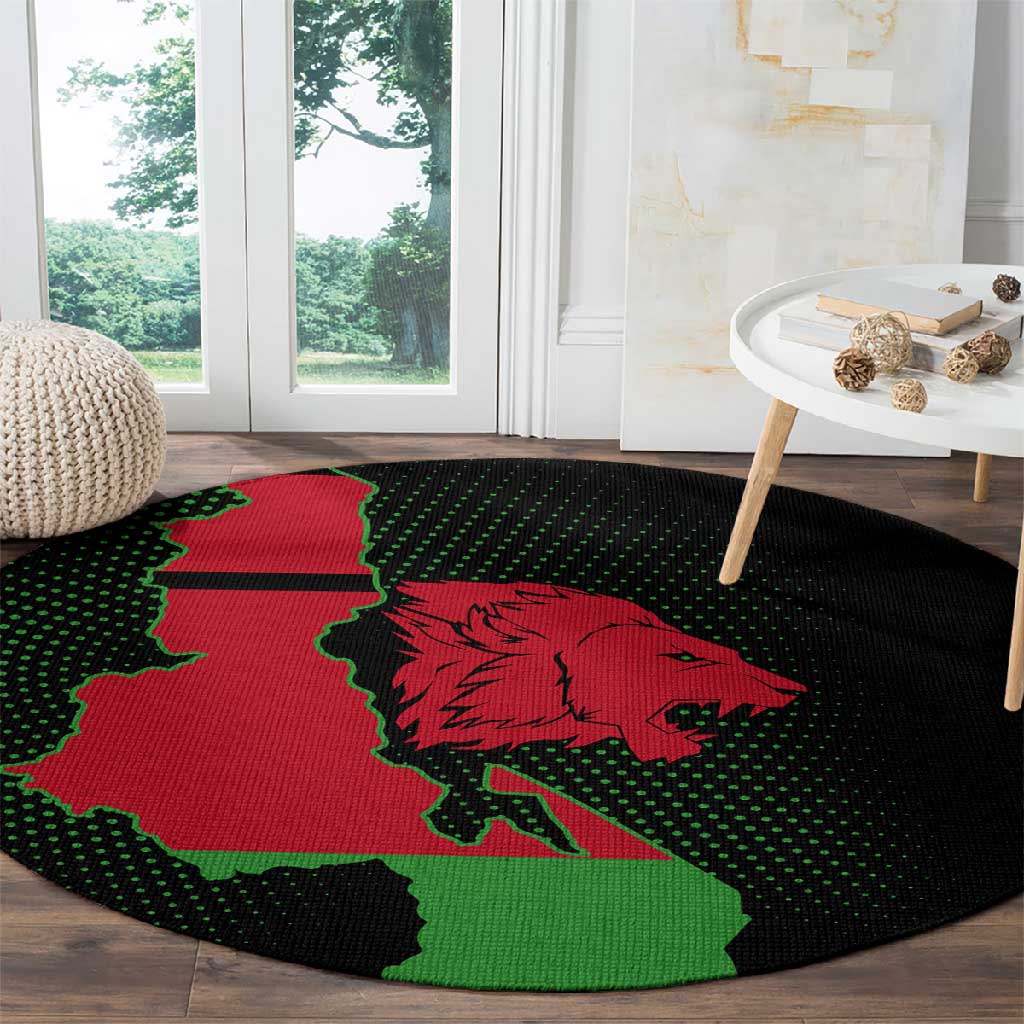 Malawi Lion Map Flag Round Carpet Wildlife Fusion Design