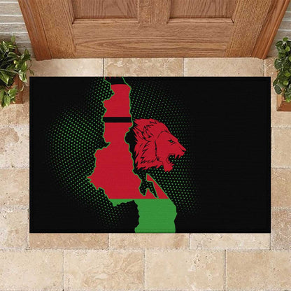 Malawi Lion Map Flag Rubber Doormat Wildlife Fusion Design