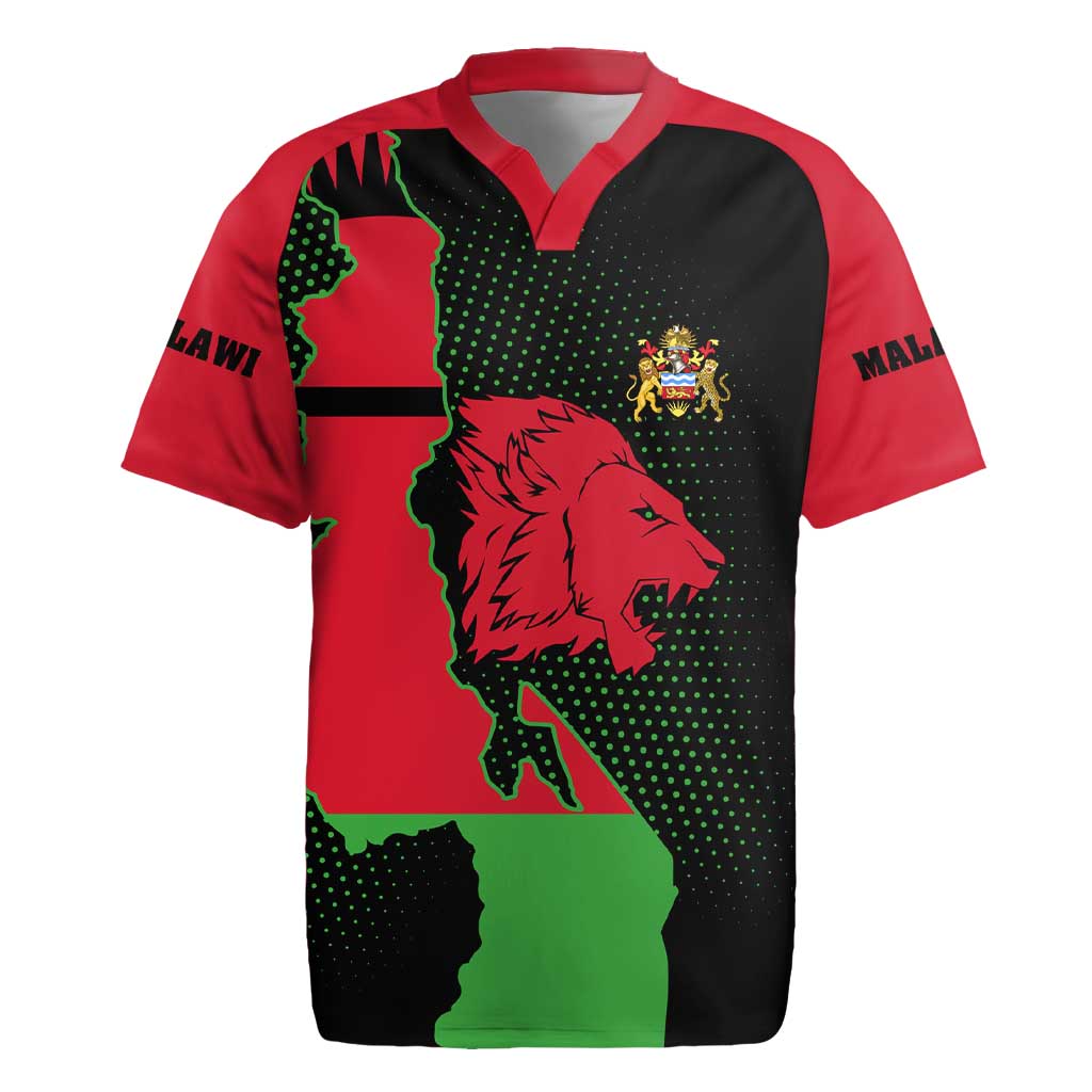 Malawi Lion Map Flag Rugby Jersey Wildlife Fusion Design