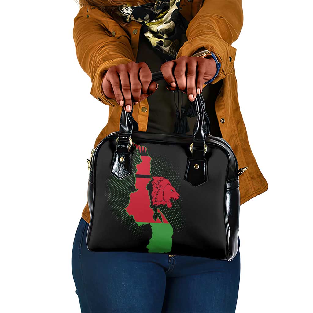 Malawi Lion Map Flag Shoulder Handbag Wildlife Fusion Design