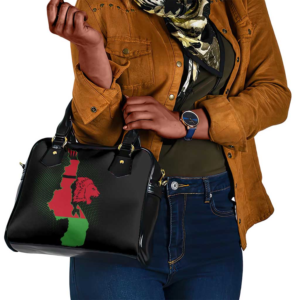 Malawi Lion Map Flag Shoulder Handbag Wildlife Fusion Design