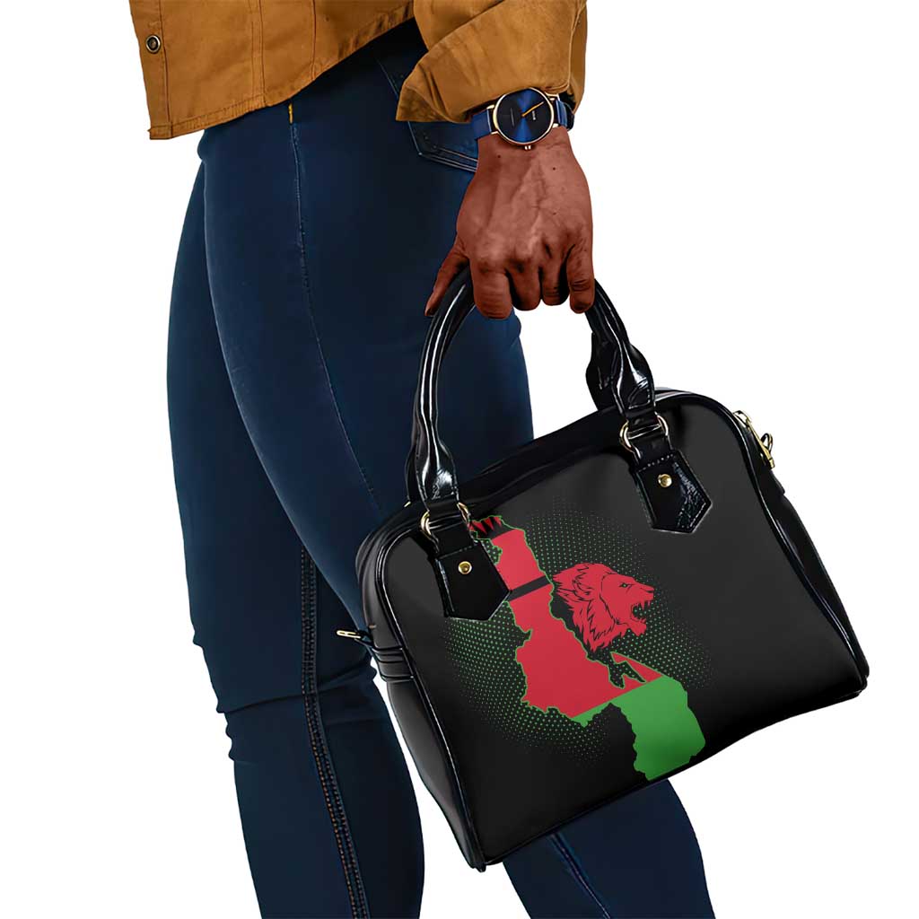 Malawi Lion Map Flag Shoulder Handbag Wildlife Fusion Design