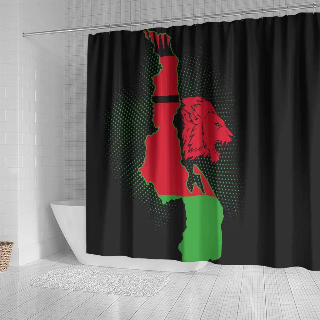 Malawi Lion Map Flag Shower Curtain Wildlife Fusion Design