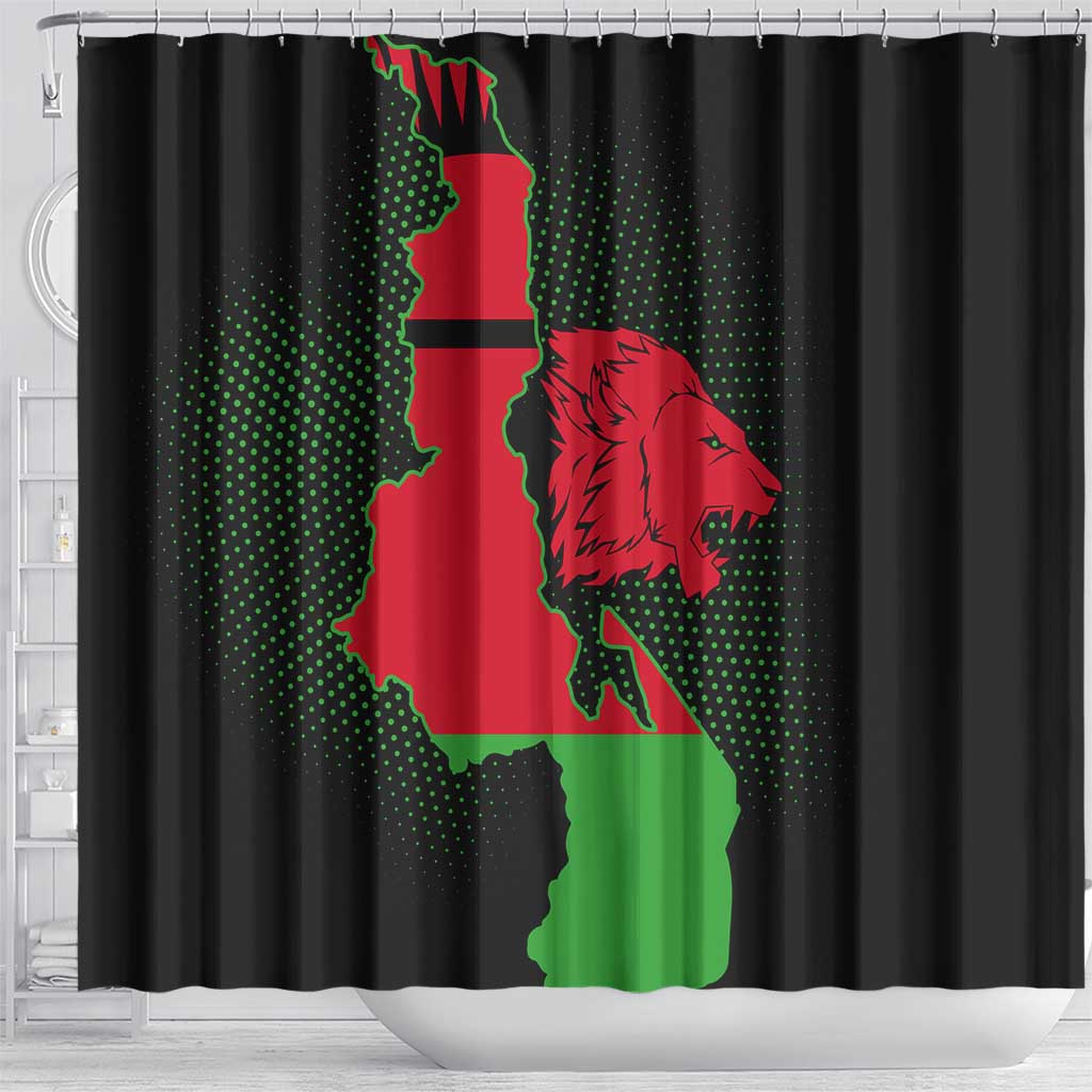 Malawi Lion Map Flag Shower Curtain Wildlife Fusion Design