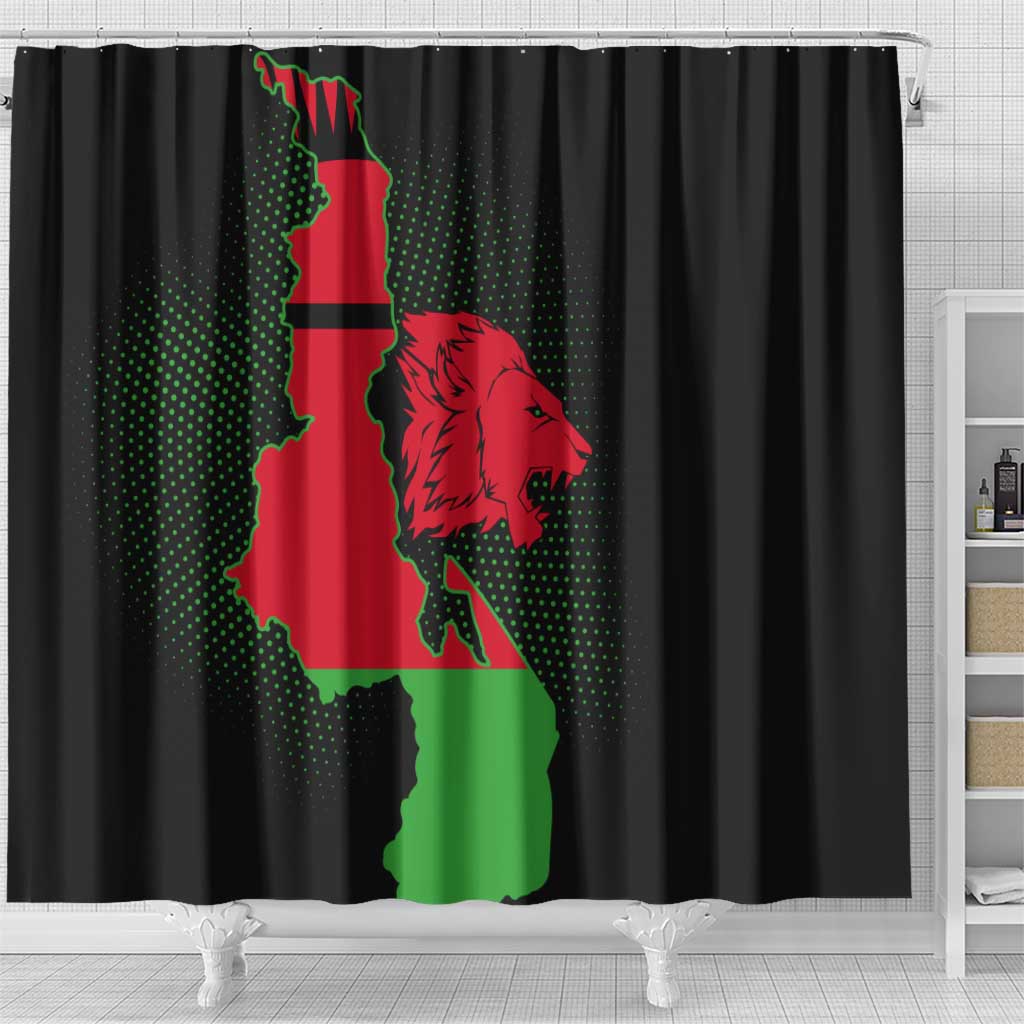 Malawi Lion Map Flag Shower Curtain Wildlife Fusion Design