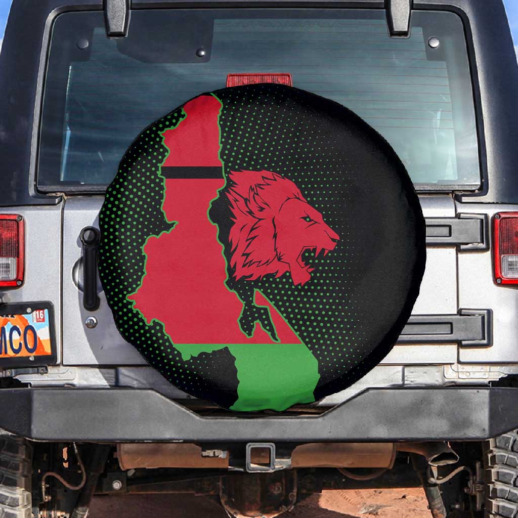 Malawi Lion Map Flag Spare Tire Cover Wildlife Fusion Design