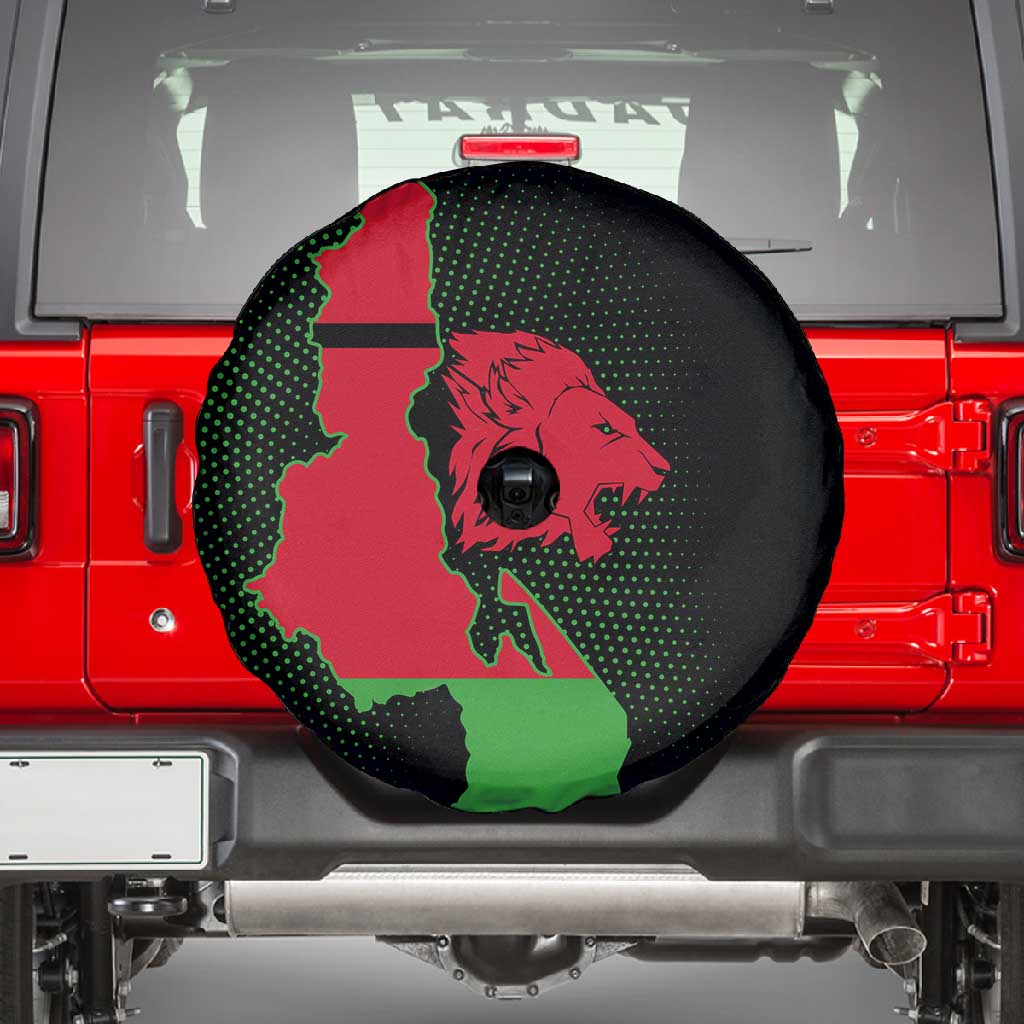 Malawi Lion Map Flag Spare Tire Cover Wildlife Fusion Design