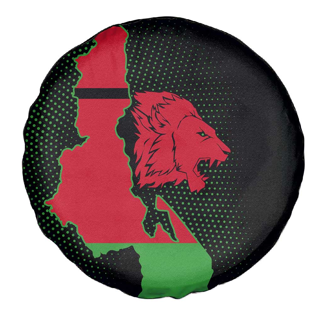 Malawi Lion Map Flag Spare Tire Cover Wildlife Fusion Design