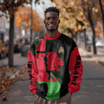 Malawi Lion Map Flag Sweatshirt Wildlife Fusion Design