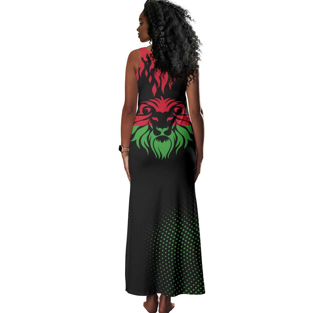 Malawi Lion Map Flag Tank Maxi Dress Wildlife Fusion Design