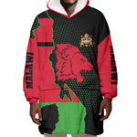 Malawi Lion Map Flag Wearable Blanket Hoodie Wildlife Fusion Design