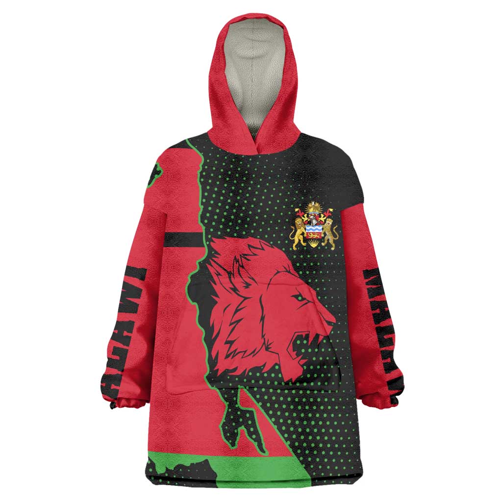 Malawi Lion Map Flag Wearable Blanket Hoodie Wildlife Fusion Design
