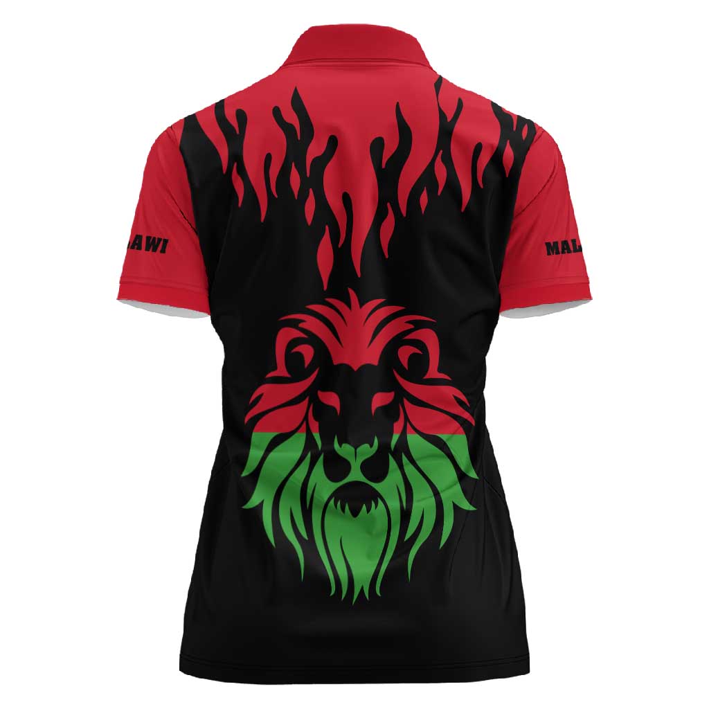 Malawi Lion Map Flag Women Polo Shirt Wildlife Fusion Design