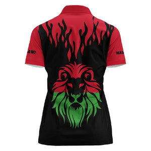 Malawi Lion Map Flag Women Polo Shirt Wildlife Fusion Design