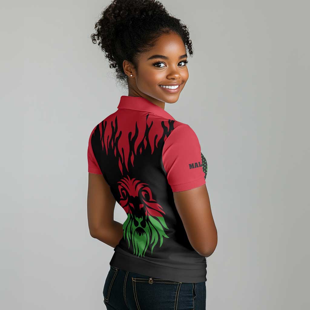 Malawi Lion Map Flag Women Polo Shirt Wildlife Fusion Design