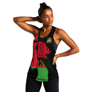 Malawi Lion Map Flag Women Racerback Tank Wildlife Fusion Design