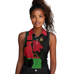 Malawi Lion Map Flag Women Sleeveless Polo Shirt Wildlife Fusion Design