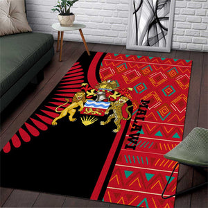 Malawi Patterns African Area Rug Blended with Flag Colors and National Emblem