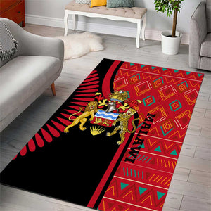 Malawi Patterns African Area Rug Blended with Flag Colors and National Emblem