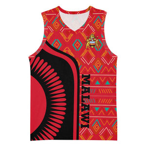 Malawi Patterns African Basketball Jersey Blended with Flag Colors and National Emblem - African Pride