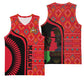 Malawi Patterns African Basketball Jersey Blended with Flag Colors and National Emblem - African Pride