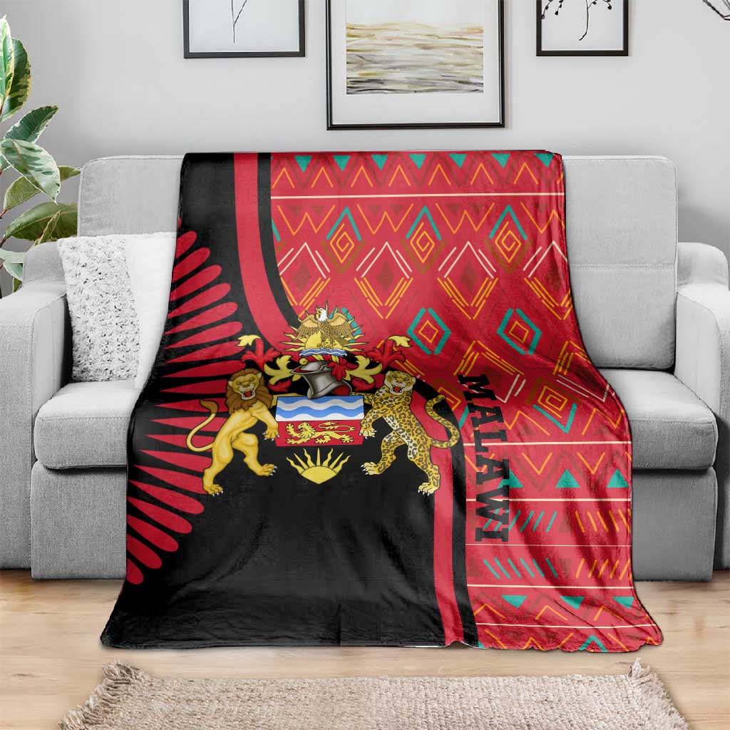 Malawi Patterns African Blanket Blended with Flag Colors and National Emblem