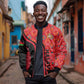 Malawi Patterns African Bomber Jacket Blended with Flag Colors and National Emblem