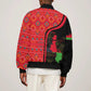 Malawi Patterns African Bomber Jacket Blended with Flag Colors and National Emblem