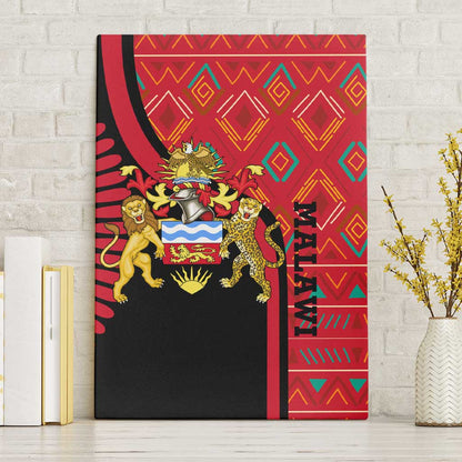 Malawi Patterns African Canvas Wall Art Blended with Flag Colors and National Emblem